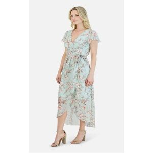 NWOT JULIA JORDAN Asymmetrical Puff Sleeve Maxi Dress Size 14